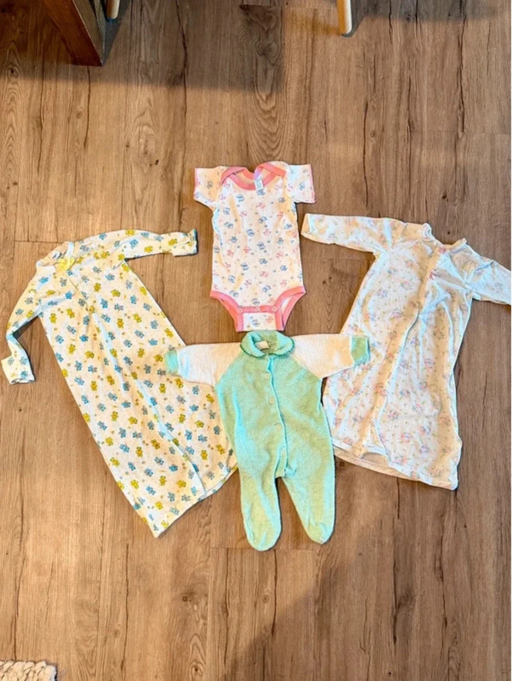 Vintage 1980s Sleepwear Layette and Onesie Size 6 Months